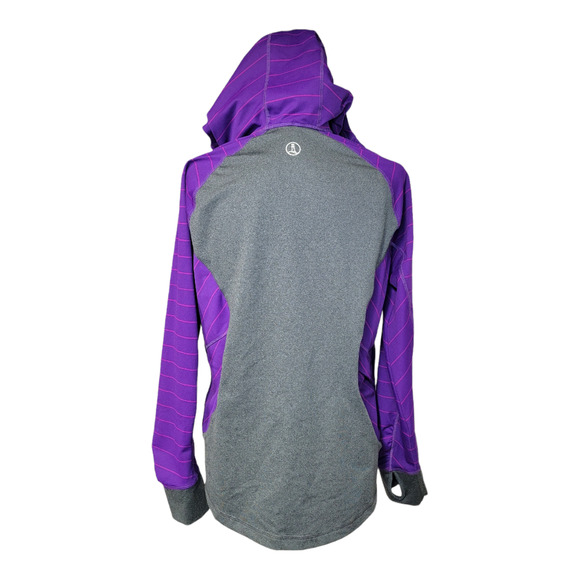Lands End Womens Activewear Jacket Hoodie Sz Med Petite Gray and Purple - Picture 4 of 7